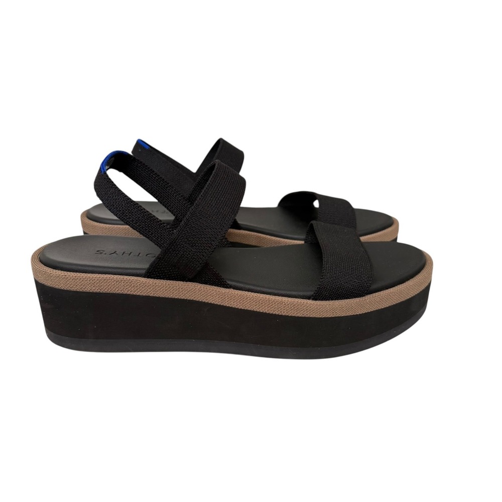Rothys The Lightweight Wedge Sandals Black Recycled Knit Size 9 (run big) Anthro